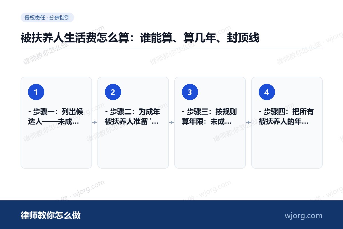 被扶养人生活费怎么算：谁能算、算：4 步办理流程示意图