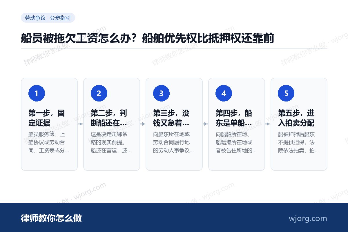 船员被拖欠工资怎么办：5 步办理流程示意图