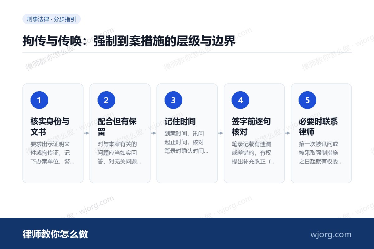拘传与传唤：强制到案措施的层级与：5 步办理流程示意图