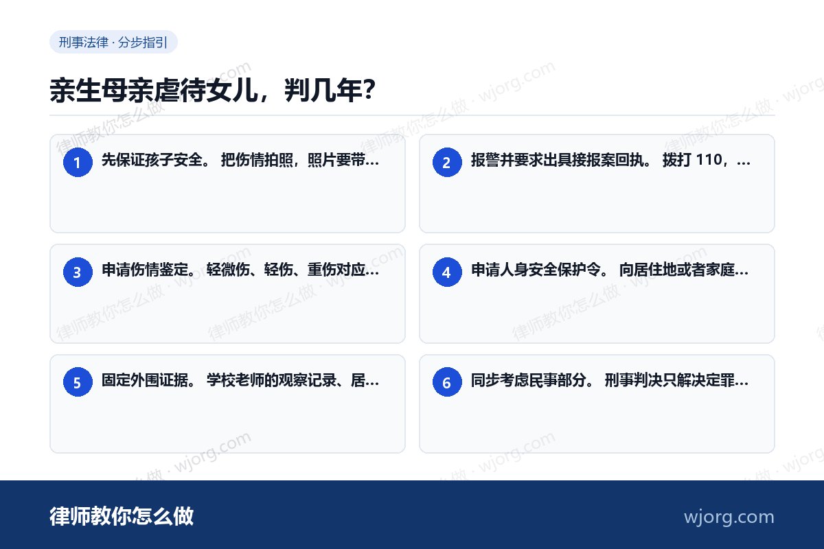 亲生母亲虐待女儿，判几年：6 步办理流程示意图