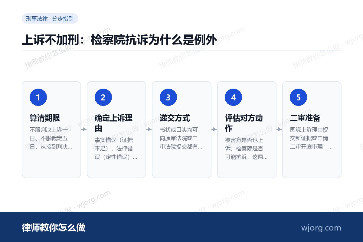 上诉不加刑:检察院抗诉为什么是例外 上诉不加刑:检察院抗诉为什么是例:5 步办理流程示意图