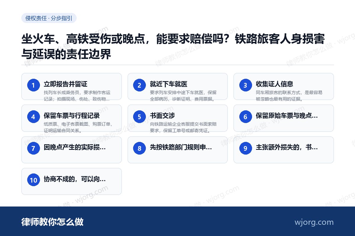 坐火车、高铁受伤或晚点，能要求赔：10 步办理流程示意图