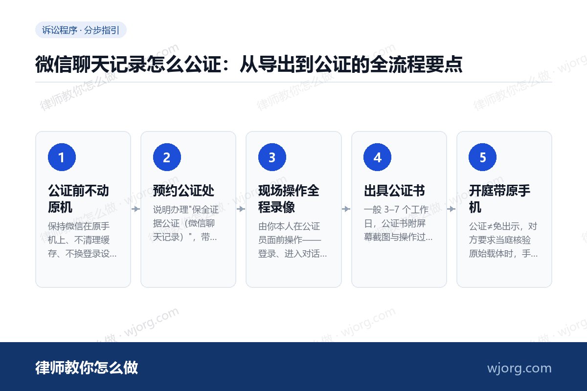 微信聊天记录怎么公证：从导出到公：5 步办理流程示意图