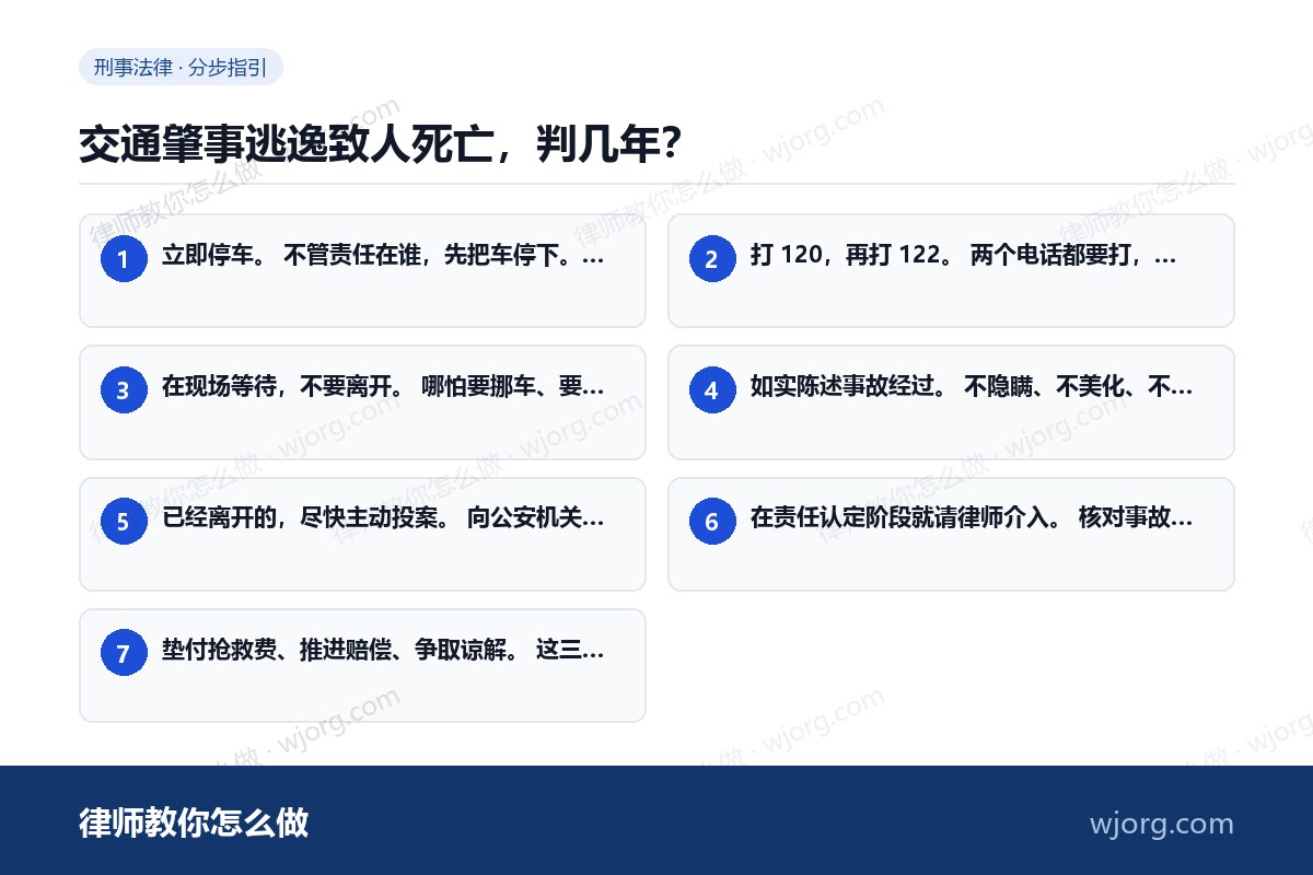 交通肇事逃逸致人死亡,判几年? 交通肇事逃逸致人死亡,判几年:7 步办理流程示意图